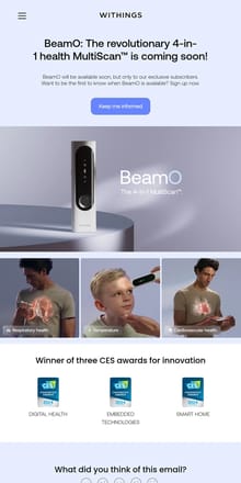 Email from Withings. NEW | Discover BeamO