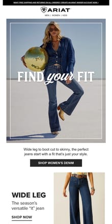 Email from Ariat. The Season’s Best Jeans­