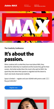 Email from Adobe. For creatives, nothing compares to MAX