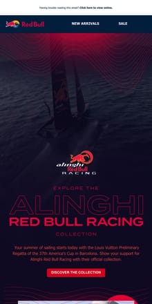 Email from Red Bull. The 37th America's Cup Starts Today 🌊