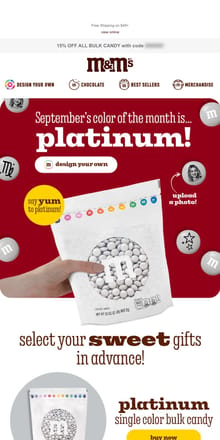 Email from M&M's. September's Color of The Month Is...