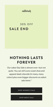 Email from Allbirds. 30% Off Is Still On (For Now) ⏳