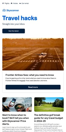 Email from Skyscanner. Frontier Airlines fees: what you need to know