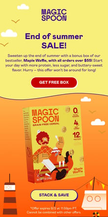 Email from Magic Spoon Cereal. Snag your FREE box of Maple Waffle! 🧇