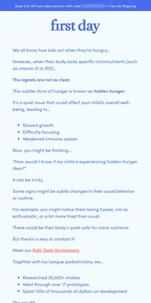 Email from First Day. Worried about nutrient deficiencies in your child? Read this.