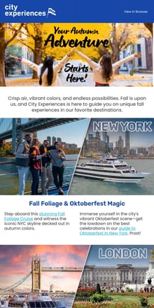 Email from City Experiences. 🍂 Fall for These City Escapes📍