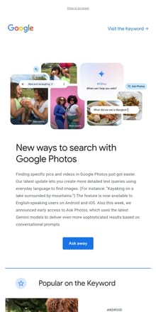 Email from Google. A new way to search Google Photos