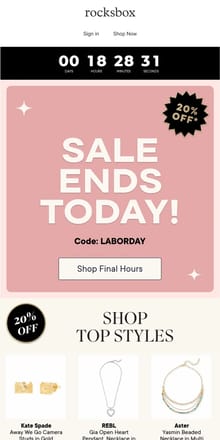 Email from Rocksbox. This is it → SALE FINAL HOURS