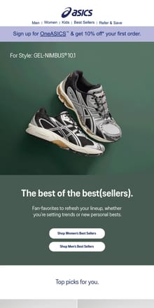 Email from ASICS. Our most-loved styles👟