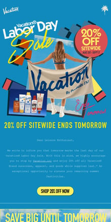 Email from Vacation. ⏱️ Labor Day Sale Ends Tomorrow!