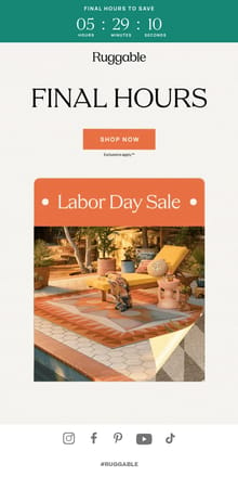 Email from Ruggable. Expiring TONIGHT: Labor Day Sale