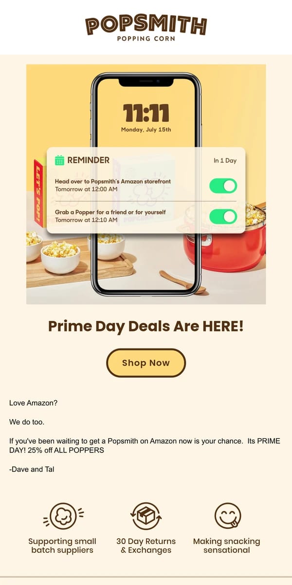 Email from undefined. It's A Prime Day! 🍿