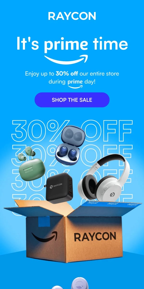 Email from undefined. Amazon Prime Day Sale up to 30% off! 🎉