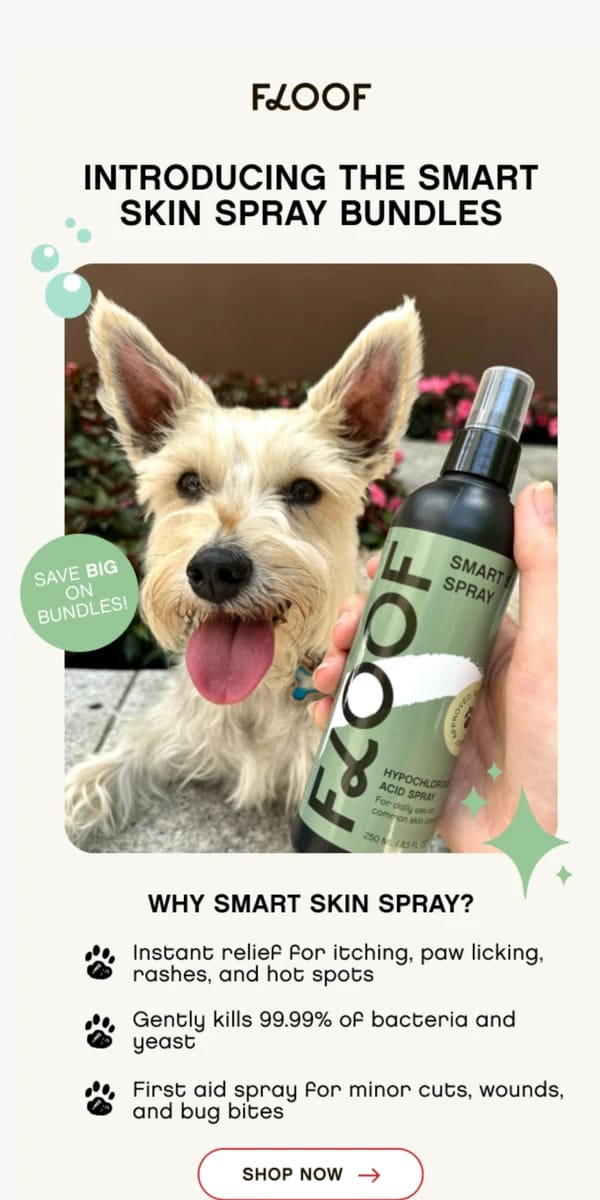Email from undefined. New Sizes & Bundles! Keep Your Pup's Skin Healthy This Summer