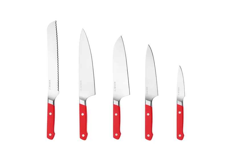 Misen red knife set