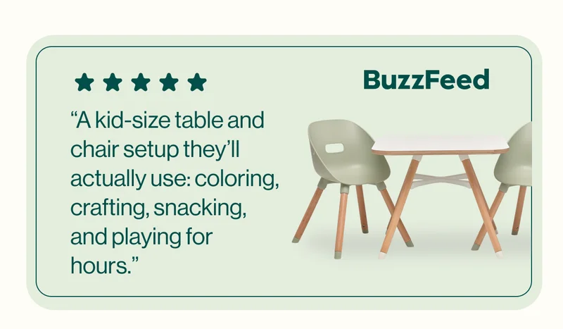 BuzzFeed: “A kid-size table and chair setup they’ll actually use: coloring, crafting, snacking, and playing for hours.”