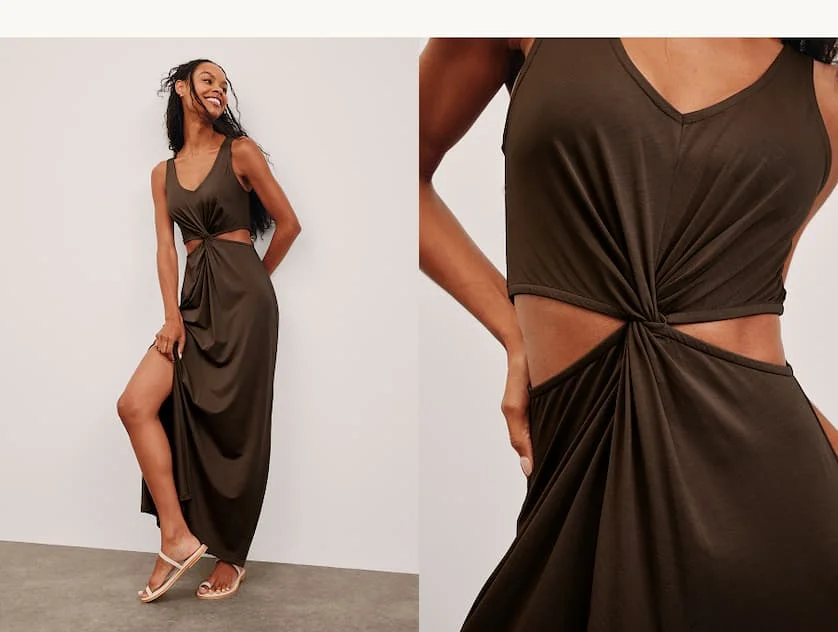 Maxi Around The World Front Twist Dress in Espresso