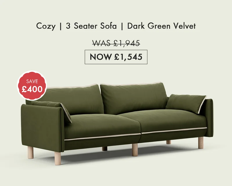 Cozy | 3 Seater | Dark Green Velvet