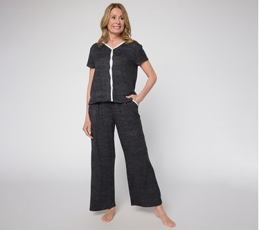 MUK LUKS Ribbed Butterknit Short Sleeve Lounge Set