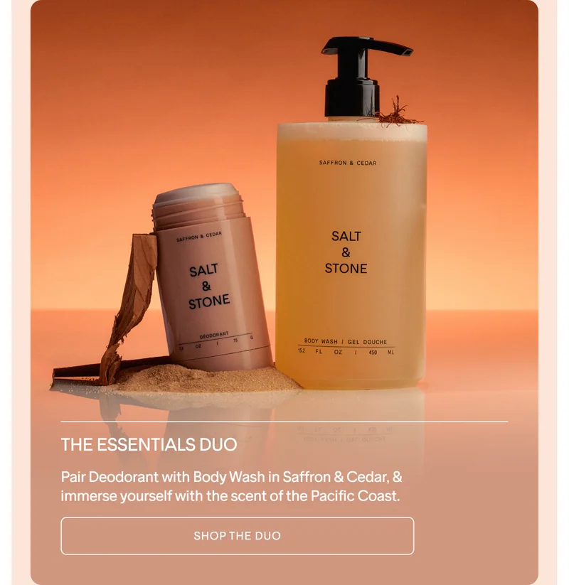 SHOP THE ESSENTIALS DUO IN SAFFRON & CEDAR.