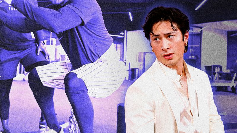 Image may contain: hudson williams, hudson williams butt workout, Noah Gundersen, Clothing, Footwear, Shoe, Sneaker, Adult, Person, Face, and Head