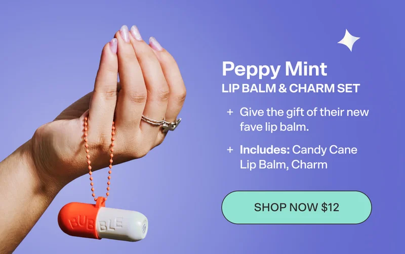 PEPPY MINT Lip Balm & Charm Set Give the gift of their new fave lip balm. [SHOP NOW $12]