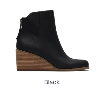 Casey Black Leather Wedge Boot - Image