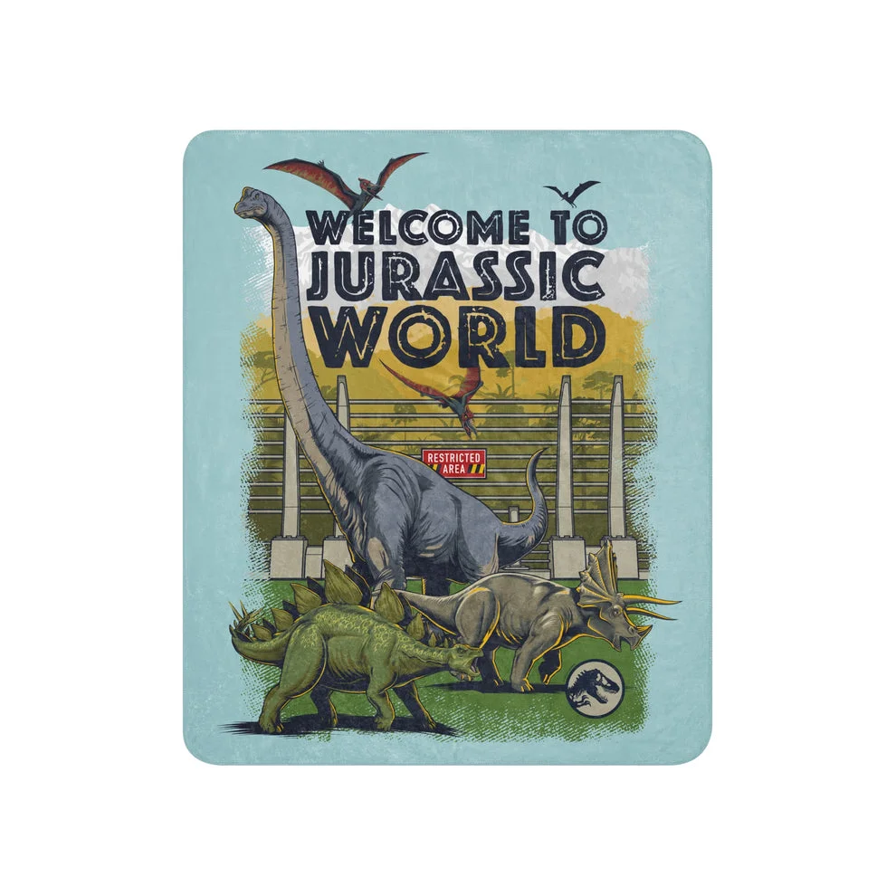 Jurassic World Welcome to Jurassic World Sherpa Blanket Jurassic World Welcome to Jurassic World Sherpa Blanket