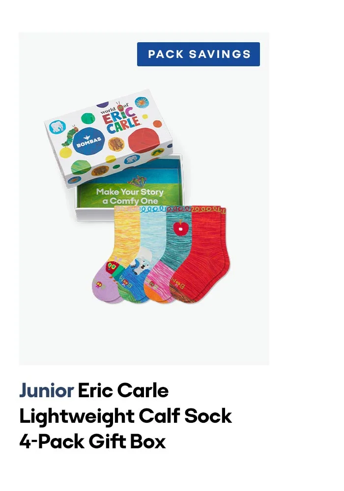 PACK SAVINGS | Junior Eric Carle Lightweight Calf Sock 4-Pack Gift Box