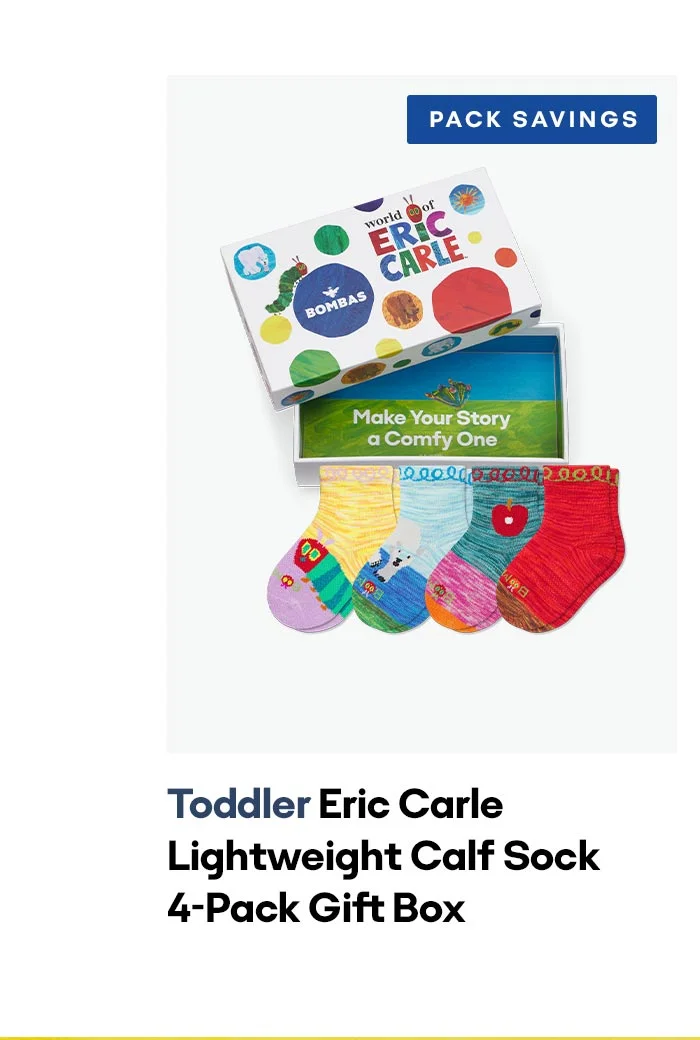 PACK SAVINGS | Toddler Eric Carle Lightweight Calf Sock 4-Pack Gift Box