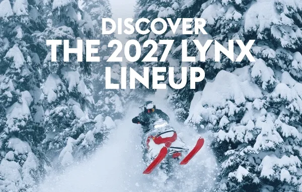 MY27 Lynx sleds and riders outside