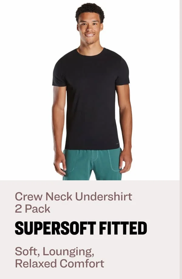 Crew neck undershirt  2 pack supersoft fitted Soft, Lounging,  Relaxed Comfort