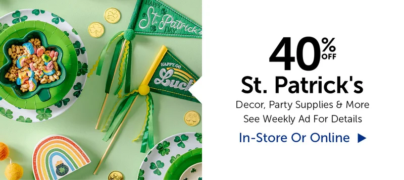 40% Off St. Patricks - Decor, Party Supplies & More