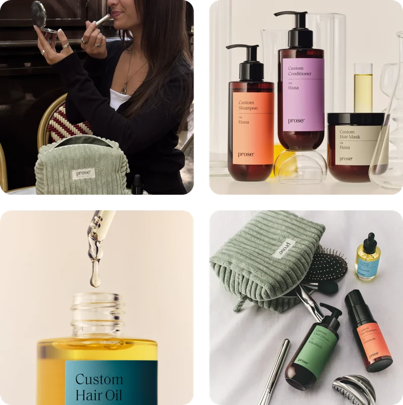 Four different images with Prose products