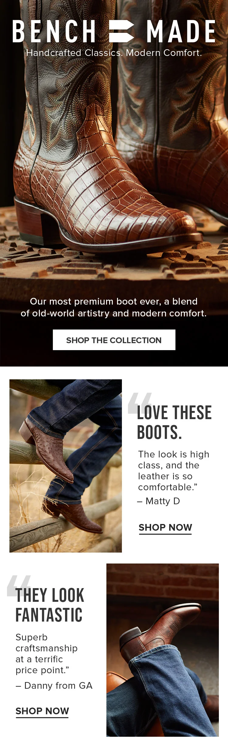 BENCH MADE. Handcrafted Classics. Modern Comfort.