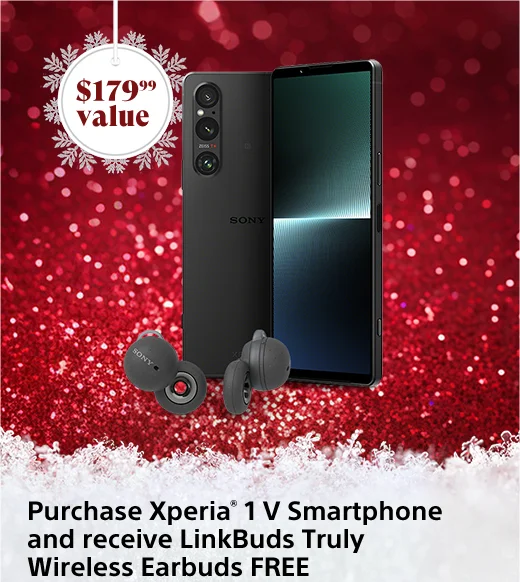 $179.99 value: Purchase Xperia® 1 V Smartphone and receive LinkBuds Truly Wireless Earbuds FREE