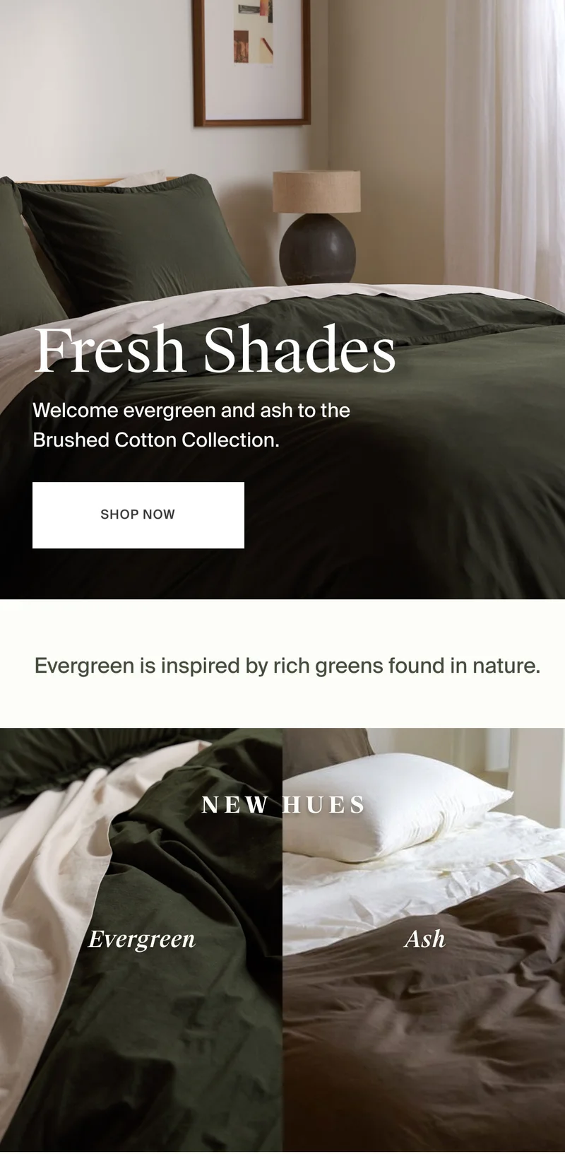 Brushed Cotton in Ash and Evergreen | Shop Now