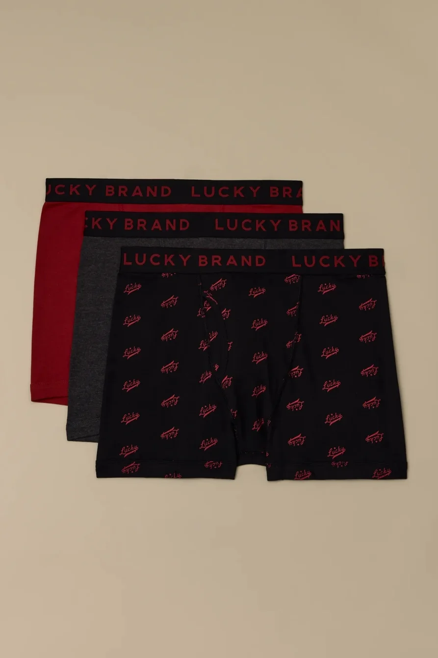 Image of Lucky Brand 3 Pack Boxer Brief Cotton - Men's Accessories Underwear Boxers Briefs
