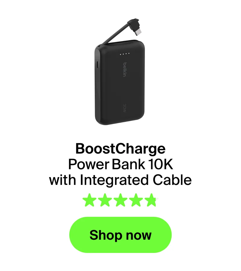 Power with an integrated cable.