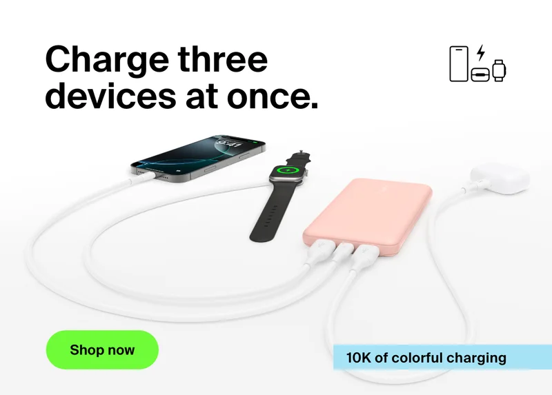 Two USB ports and one USB-C® port keep all your devices powered.