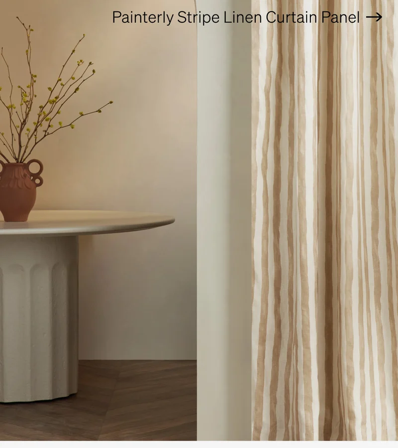Shop Painterly Stripe Linen Curtain Panel