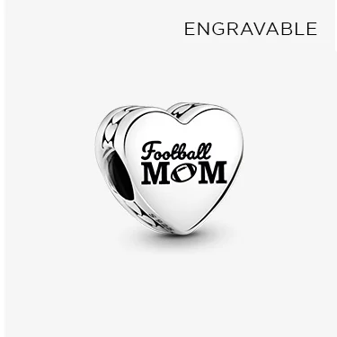 Engravable Football Mom Heart Charm
