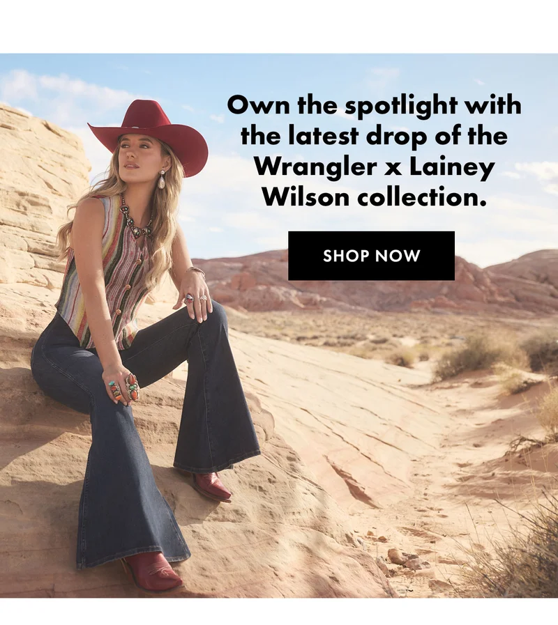 Own The Spotlight With The Latest Drop Of The Wrangler x Lainey Wilson Collection. Shop Now