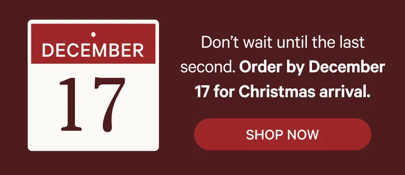 Hurry - Order by December 17 for Christmas Delivery