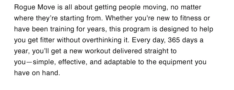 Rogue Move is all about getting people moving, no matter where they’re starting from.