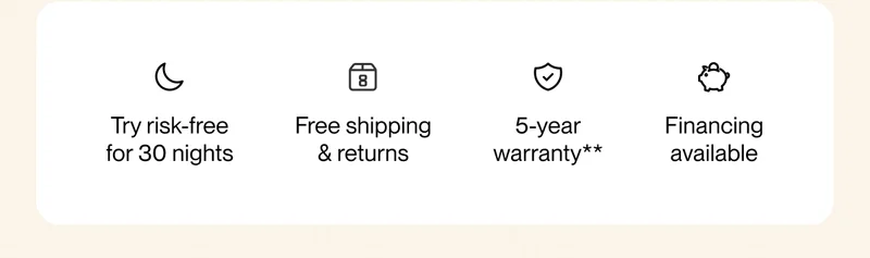 Try risk-free for 30 nights | Free shipping & returns | 5-year warranty