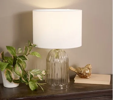 18" Ribbed Glass 3-Way Tabletop Lamp by Kim Gravel