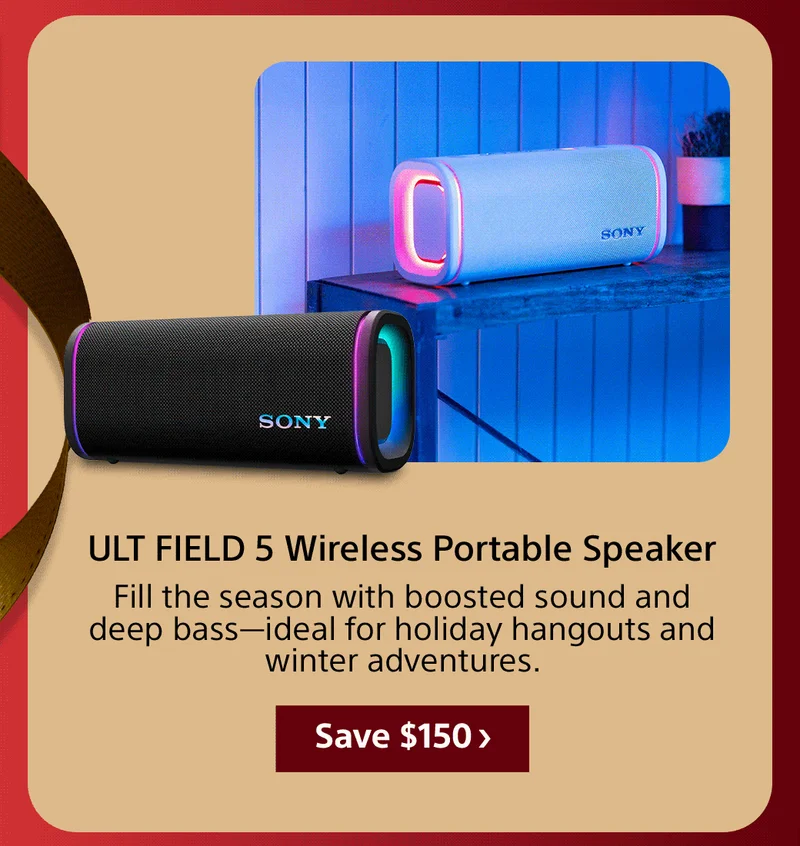 ULT FIELD 5 Wireless Portable Speaker Fill the season with boosted sound and deep bass—ideal for holiday hangouts and winter adventures. Save