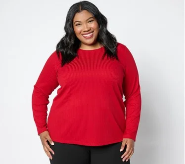 Dennis Basso Rib Knit Scoop Neck Tunic