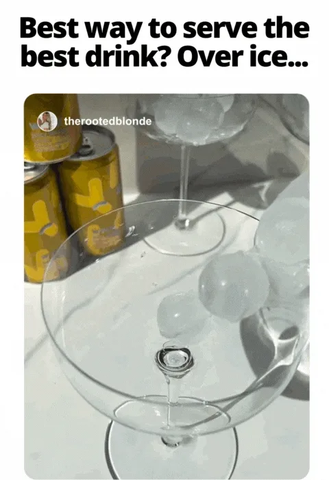 Best way to serve the best drink? Over Ice.... (Showing a gif of orange mango wynk being poured into a glass of ice)